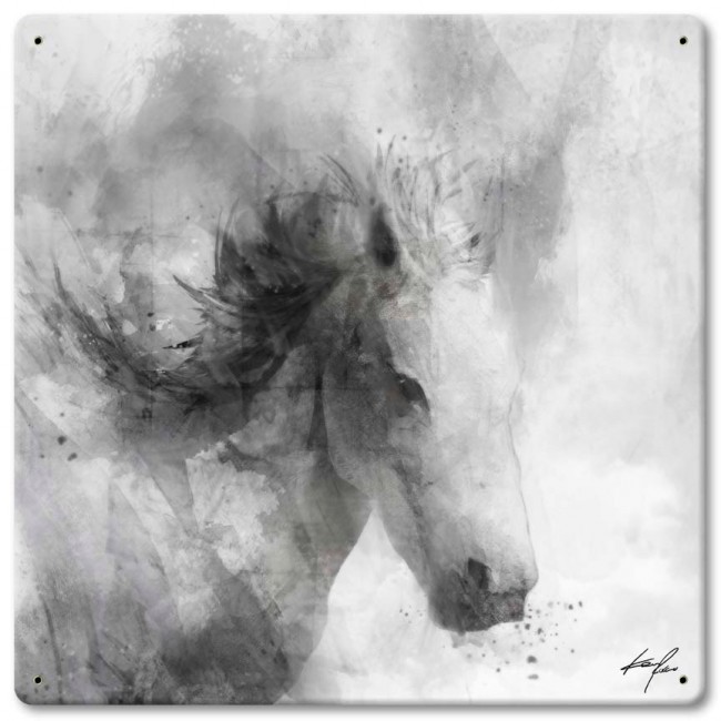 12 X 12 In. Penny Lane Horse Drawing Black & White Satin Sign