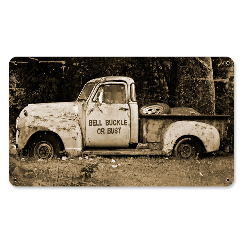UPC 787907265960 product image for AIF119 14 x 8 in. Satin Bell Buckle or Bust Truck Sign | upcitemdb.com