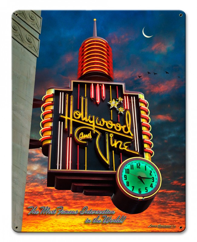 All American Art By Larry Grossman Lg704 12 X 12 In. Hollywood & Vine Satin Metal Sign