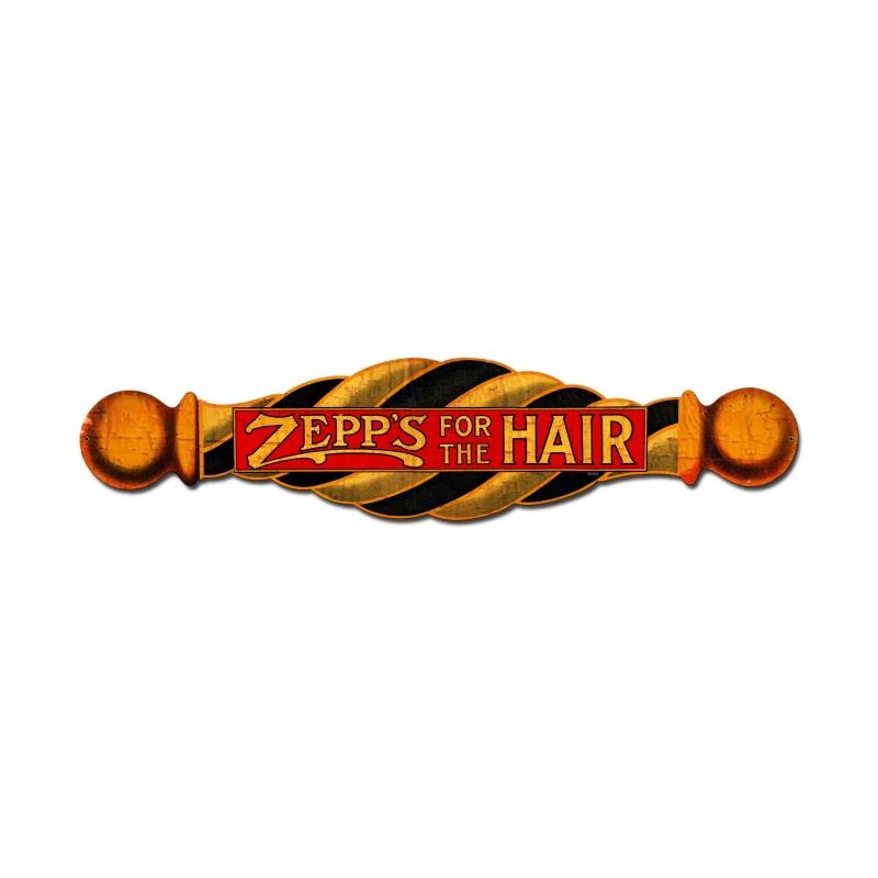 Barber Shop & Shoe Shine Memories Bs004 Zepps For The Hair Vintage Metal Sign
