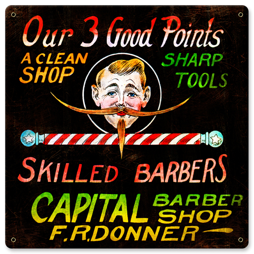 Barber Shop & Shoe Shine Memories Bs019 Good Points Vintage Metal Sign