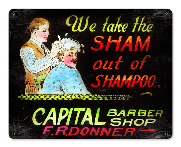 Barber Shop & Shoe Shine Memories Bs027 We Take The Sham Vintage Metal Sign
