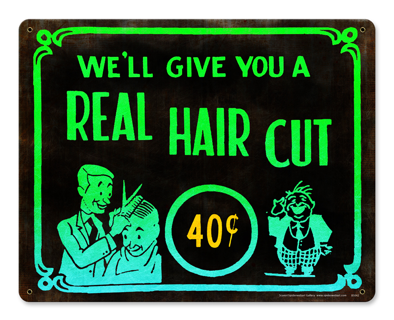 Barber Shop & Shoe Shine Memories Bs042 15 X 12 In. Haircut 40 Cents Plasma Metal Sign