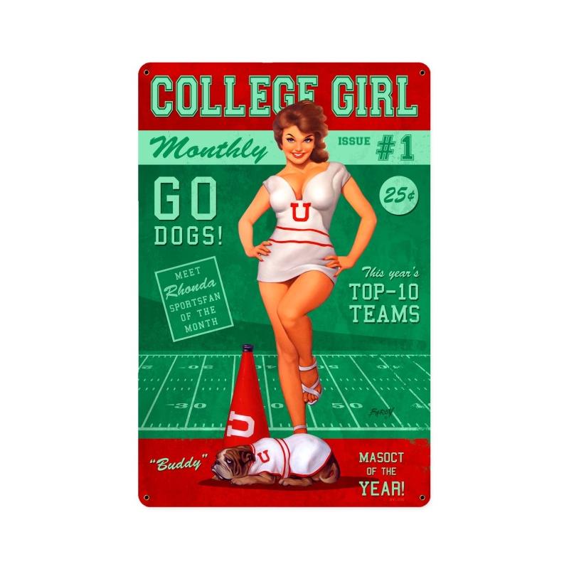 Bvl035 College Girl Metal Sign