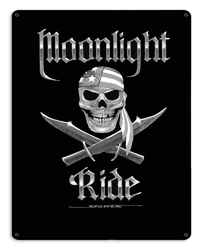 Stan Stokes Signs Stk192 15 X 12 In. Moonlight Ride Bw Satin Metal Sign