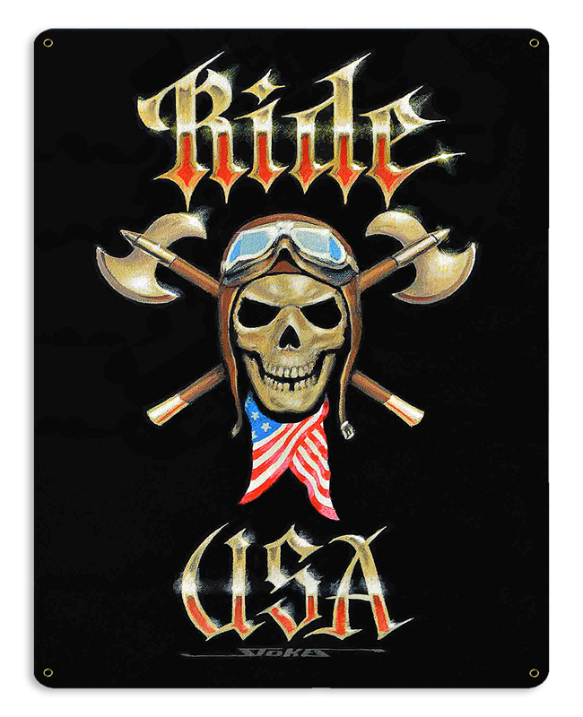 Stan Stokes Signs Stk197 15 X 12 In. Ride Usa Satin Metal Sign