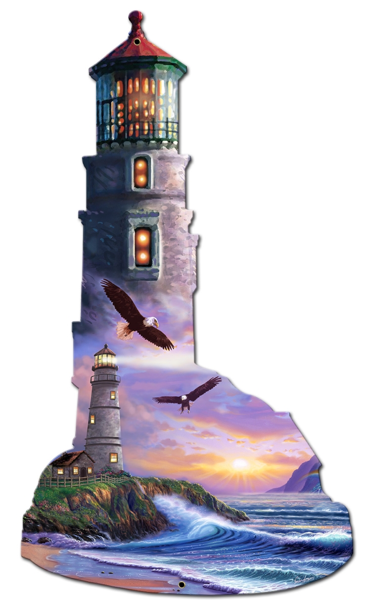 Sun038 12 X 20 In. Lighthouse Puzzle Plasma Metal Sign