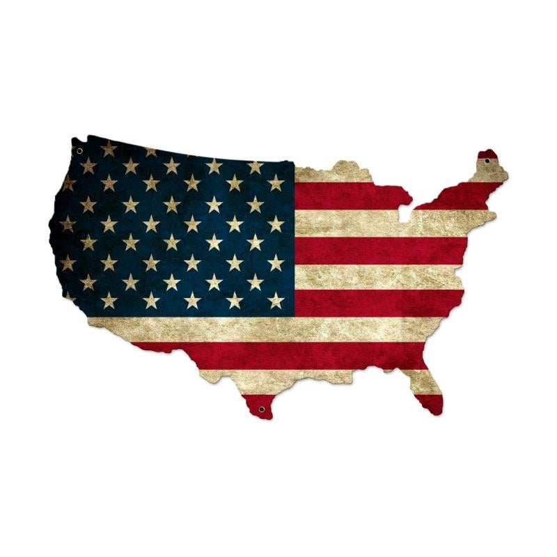 Usa United States Flag Custom Metal Shape Sign