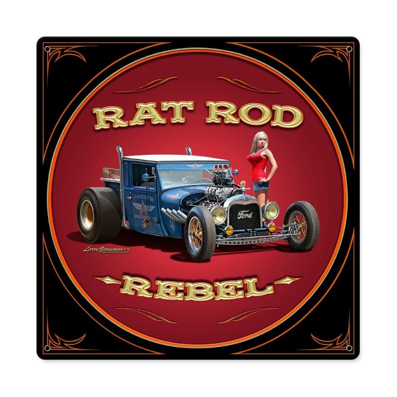 Lg464 Rat Rod Rebel Metal Sign