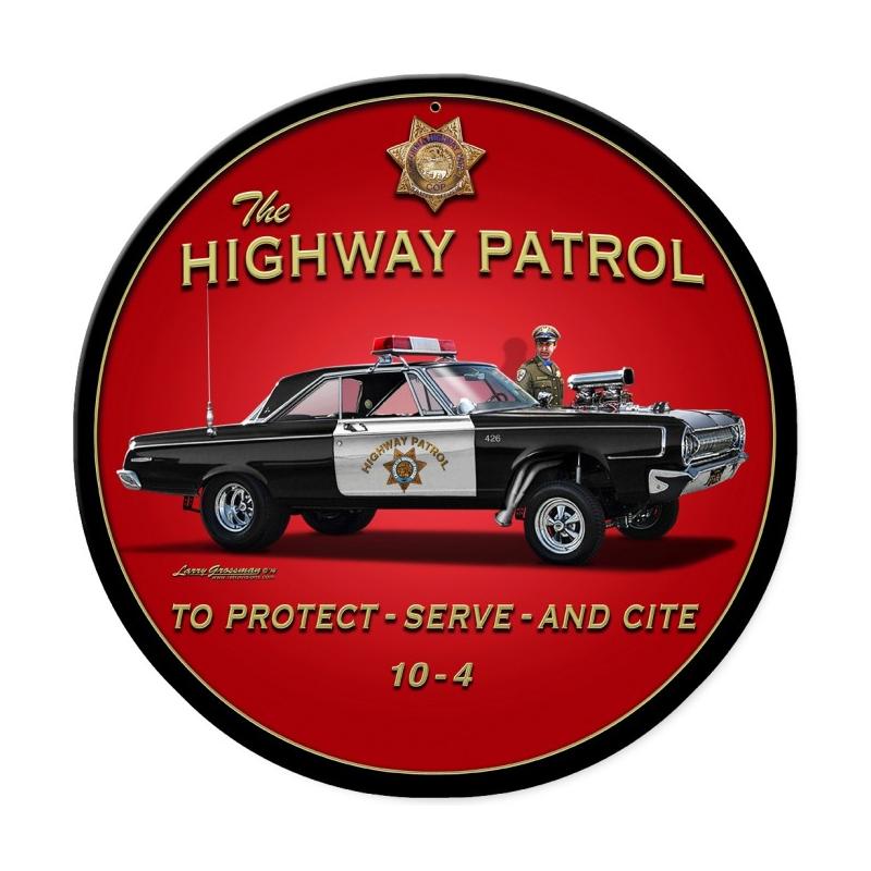 Lg467 Highway Patrol Round Metal Sign