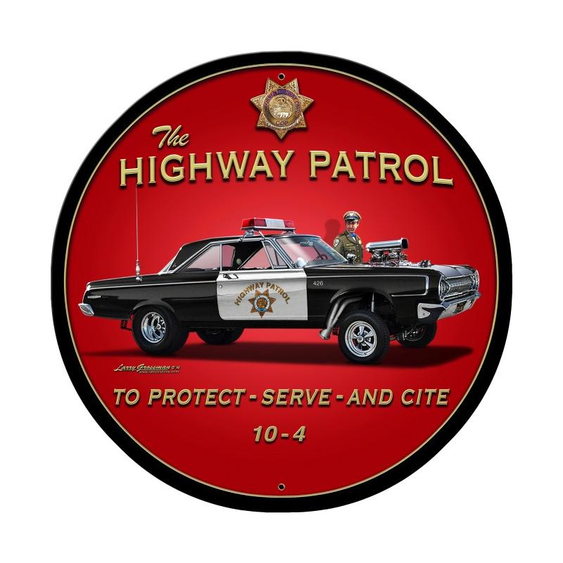 Lg468 Highway Patrol Round Metal Sign