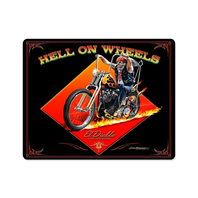 Lg487 Hell On Wheels Metal Sign