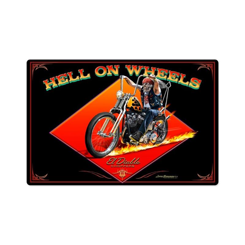 Lg488 Hell On Wheels Metal Sign