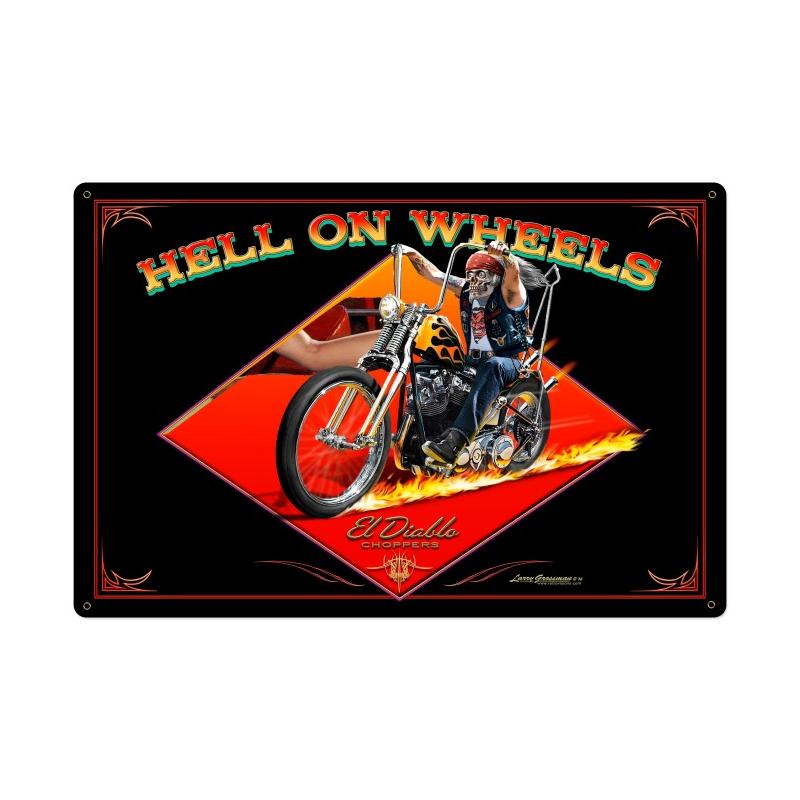 Lg489 Hell On Wheels Metal Sign