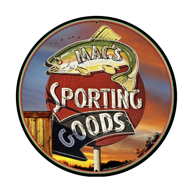 Lg578 Sporting Goods Round Metal Sign