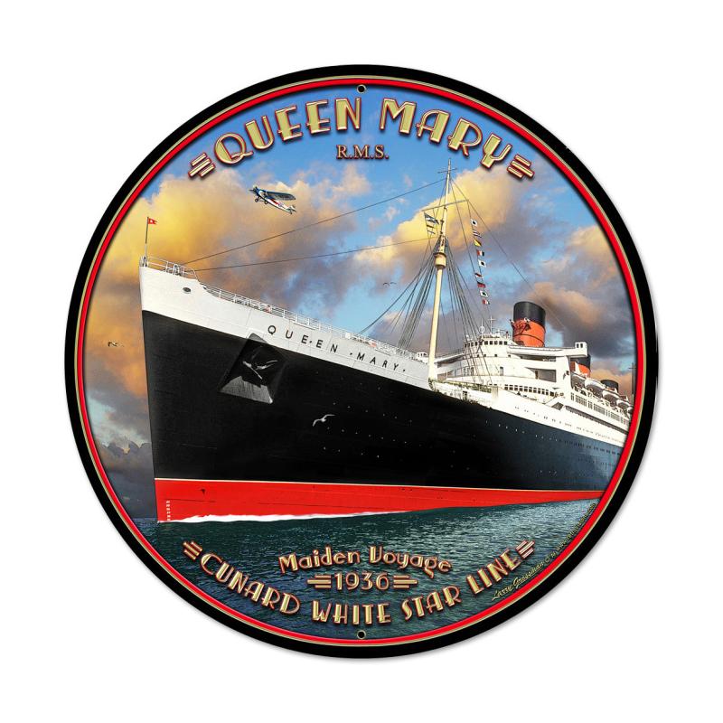 Lg584 Queen Mary Round Metal Sign