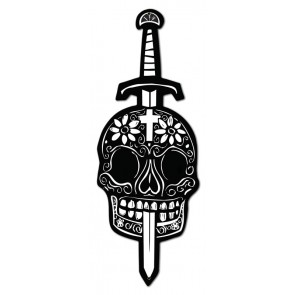 10 X 28 In. Skull & Dagger Plasma Metal Sign