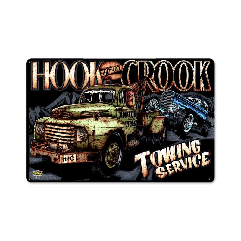 Slp033 Hook Crook Towing Metal Sign