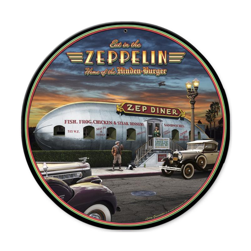 Lg603 Eat In The Zep Round Metal Sign