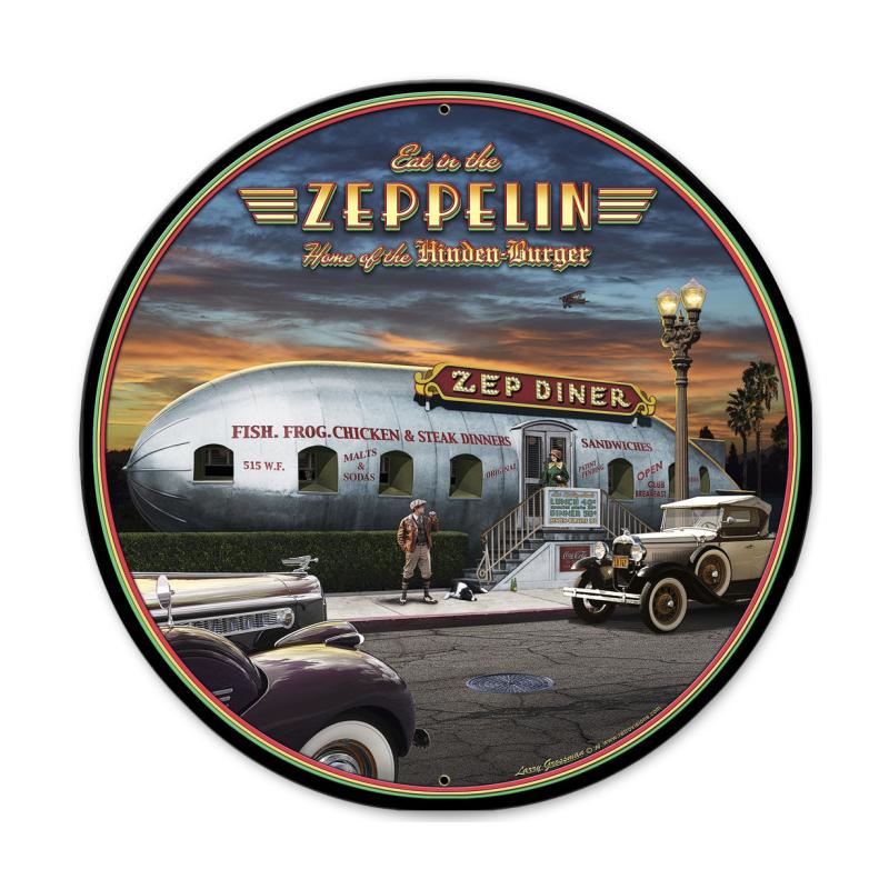 Lg604 Eat In The Zep Round Metal Sign