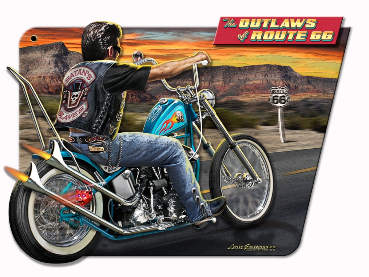 Lg628 17 X 13 In. Outlaws Of Route 66 3d Fine Metal Art