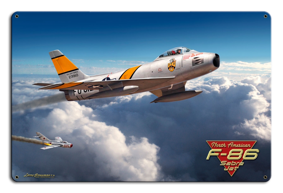 24 X 16 In. F-86 Saber Jet Satin Metal Sign