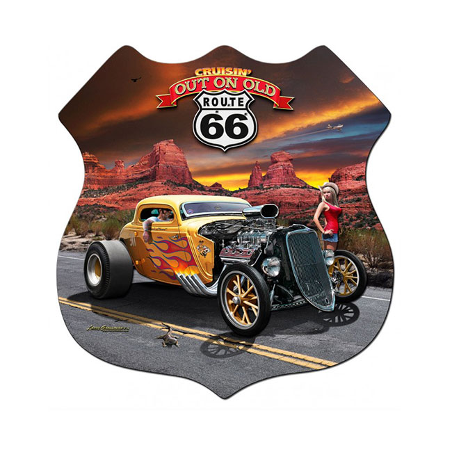 Lg708 3-d Out On Route 66 3-d Metal Sign