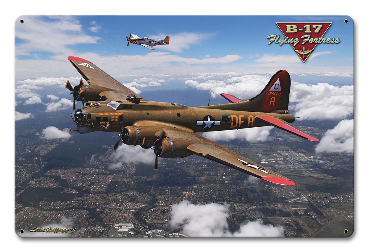12 X 18 In. B-17 Flying Fortress Satin Metal Sign