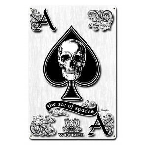 Wks001 18 X 12 In. Ace Of Spades Satin Metal Sign