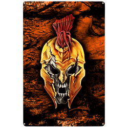 18 X 10 In. Spartan Skull Satin Metal Sign