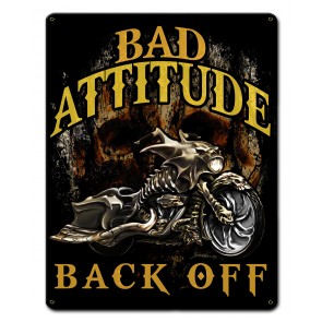 Wks005 18 X 12 In. Bad Attitude Bad Ass Bagger Satin Metal Sign