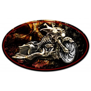 Wks006 18 X 12 In. Bad Ass Bagger Oval Metal Sign