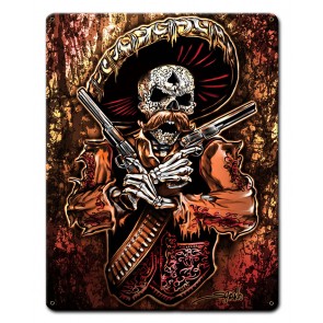 Wks012 20 X 14 In. Mexican Gun Fighter Satin Metal Sign