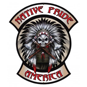 20 X 14 In. Native Pride Indian Skull Plasma Metal Sign