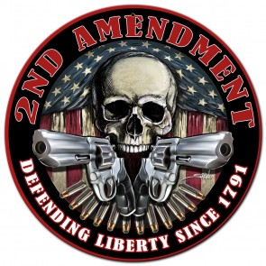 Wks014 20 X 14 In. 2nd Amendment Defending Liberty Round Metal Sign