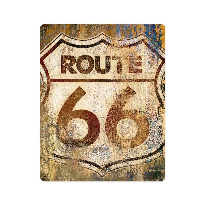 Rb152 Route 66 Grunge Metal Sign