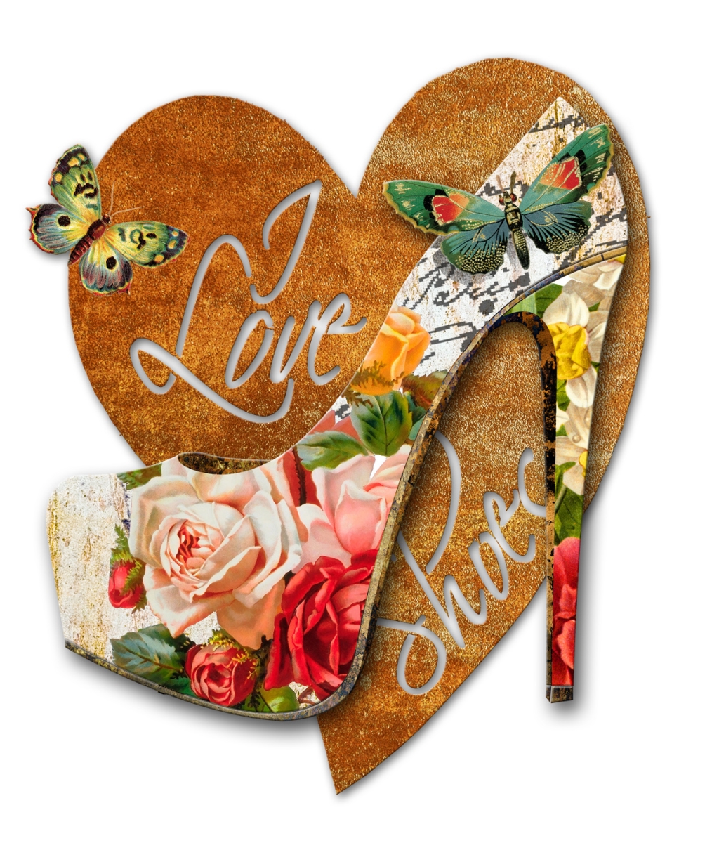 Rb163 22 X 25 In. I Love Shoes 3d-metal Signs