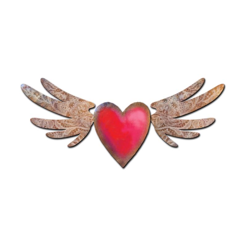 Rb175 Wing Hearts Metal Sign