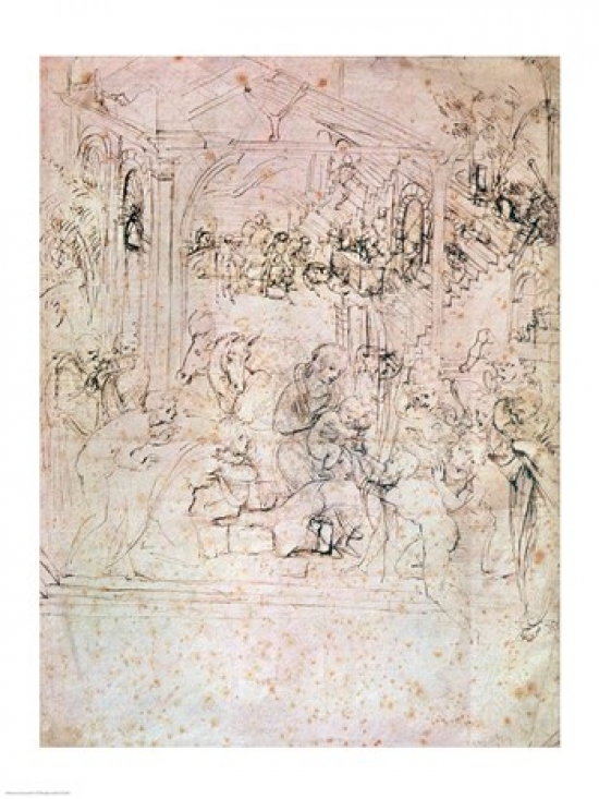 Balalg152901 Composition Sketch For The Adoration Of The Magi 1481 Poster Print By Leonardo Da Vinci - 18 X 24 In.