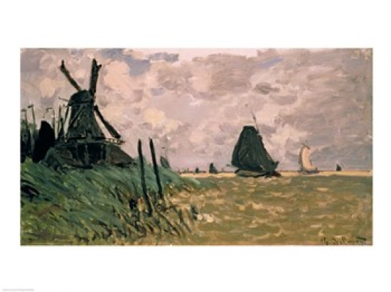 Balamo99103 A Windmill Near Zaandam 19th Century Poster Print By Claude Monet - 24 X 18 In.