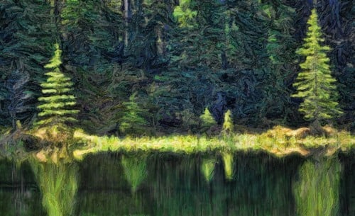 UPC 759332984198 product image for Abstract Painterly Style Reflection On Water Jasper National Park - Alberta Cana | upcitemdb.com