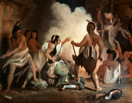 Sal9004269 Pocahontas Saves Captain Smith John Gadsby Chapman 1808-1889 American Poster Print - 18 X 24 In.