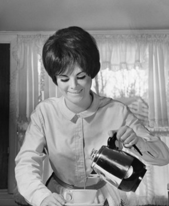 Sal2555849a Close-up Of A Young Woman Pouring Coffee Into A Cup From A Coffee Pot Poster Print - 18 X 24 In.