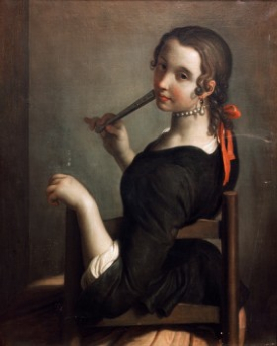 Sal9003560 Girl With A Fan C.18th Century Artist Unknown Poster Print - 18 X 24 In.