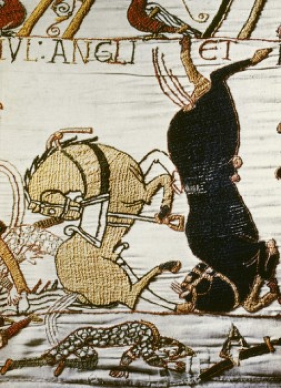Sal3810421 Bayeux Tapestry-battle Of Hastings--norman Cavalry Repulsed Detail 11th Century Tapestry Textiles Wool & Linen Poster Print - 18 X 24 In.