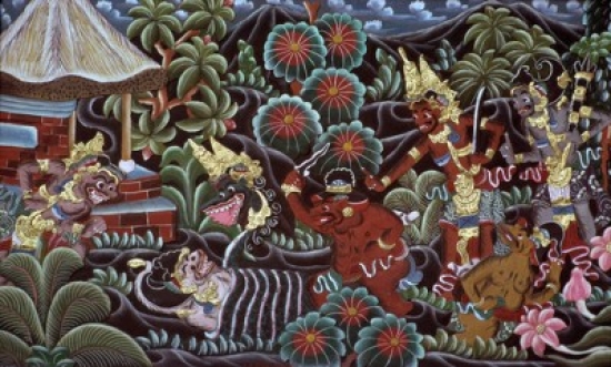 Sal3803495177 Carved Wood Panel With A Mythological Motif From Bali Indonesia Asian Art Wood Poster Print - 18 X 24 In.