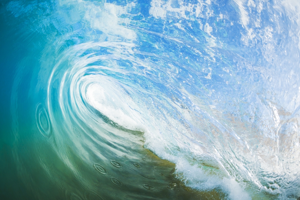 Blue Ocean Wave View Inside The Wave Poster Print By Design Pics Vibe, 34 X 22 - Large