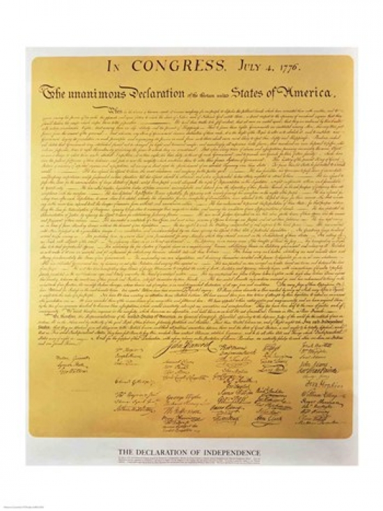 Balbal10593 Declaration Of Independence Of The 13 United States Of America Of 1776 Poster Print - 18 X 24 In.