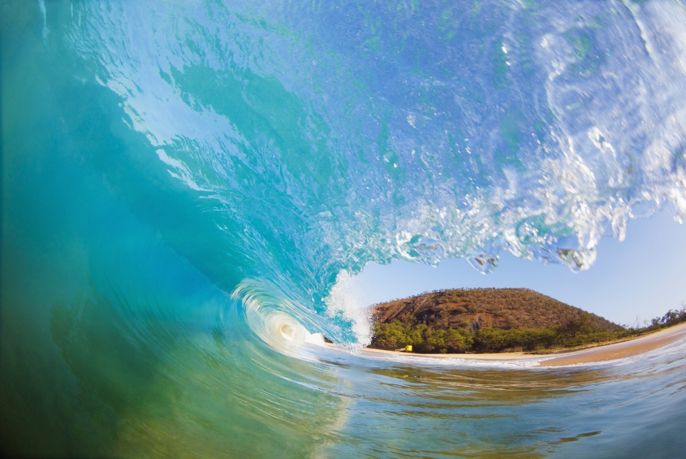 Dpi2215902 Hawaii Maui Makena Beautiful Blue Wave Breaking At The Beach Poster Print, 18 X 12