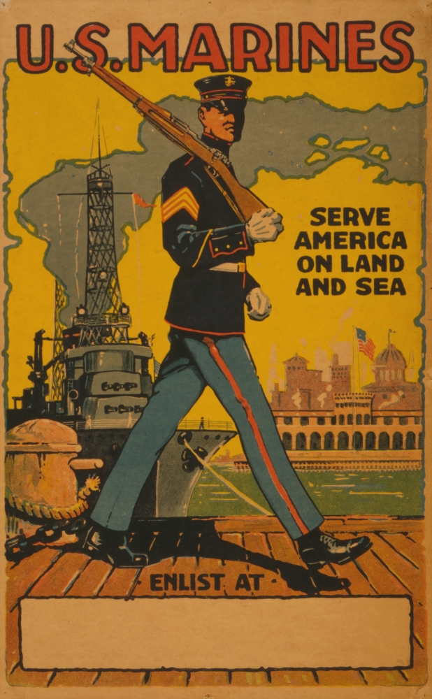 Pphpda71245 Us Marine Recruitment Poster 1914-1918 Poster Print By Unknown, 18 X 24